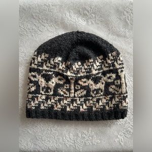 cow and flower hand knit toque